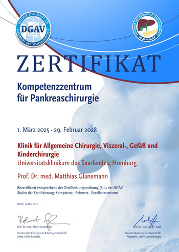 DGAV: Kompetenzzentrum für „Chirurgische Erkrankungen des Pankreas“