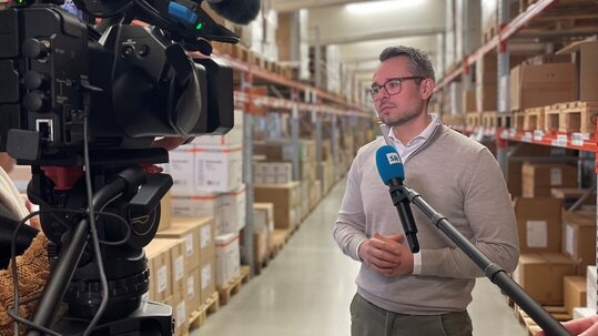 Matthias Wrobel, Abteilungsleiter Logistik, im Interview mit dem SR